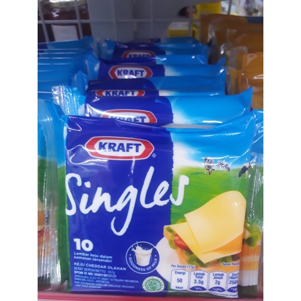 Kraft Singles isi 10 Keju Cheddar Slices High Calcium 167gr