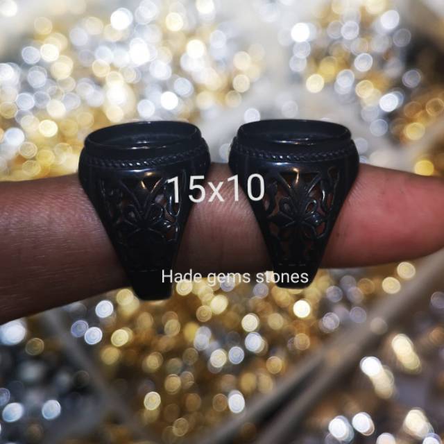 Ring emban titanium super kualitas model terawang hitam dim 14x10