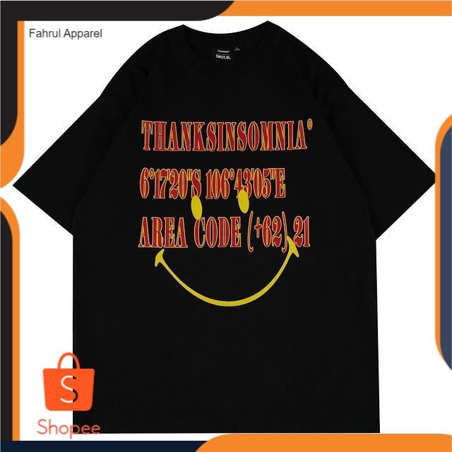 Smiley Thanksinsomnia Tshirt Area Code Black