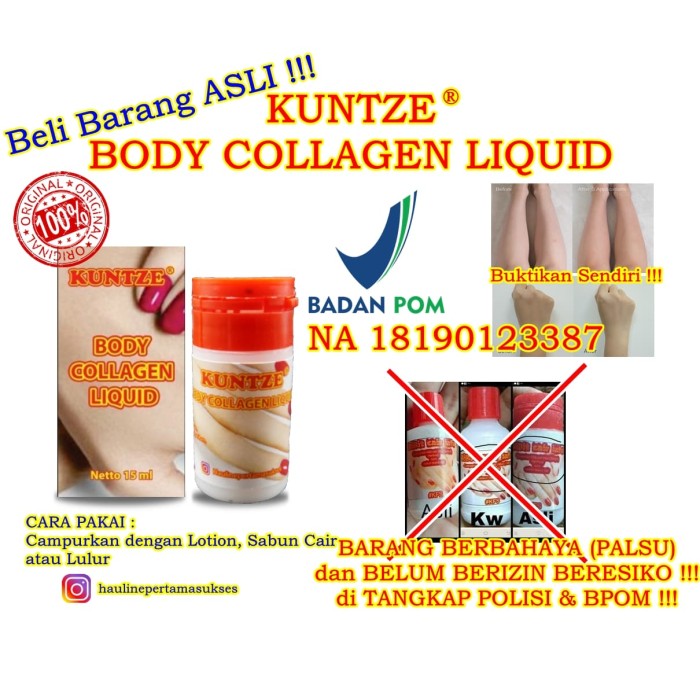 BIBIT CAIR INFUS KUNTZE BODY COLLAGEN LIQUID 15ML - KUNTZE BIBIT INFUS BPOM PEMUTIH KULIT