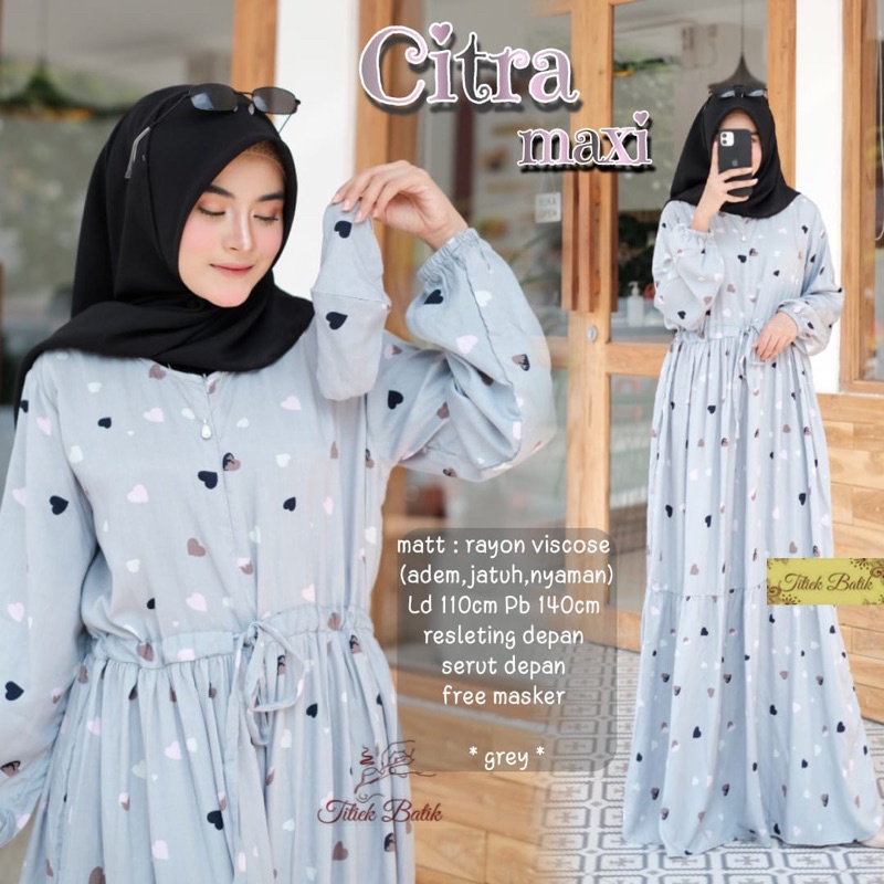 HOMEY DRESS RAYON VISCOSE BERLABEL TITIEK ORI SOLO GAMIS MOTIF POLKA LOVE FREE MASKER MAXY ADEM