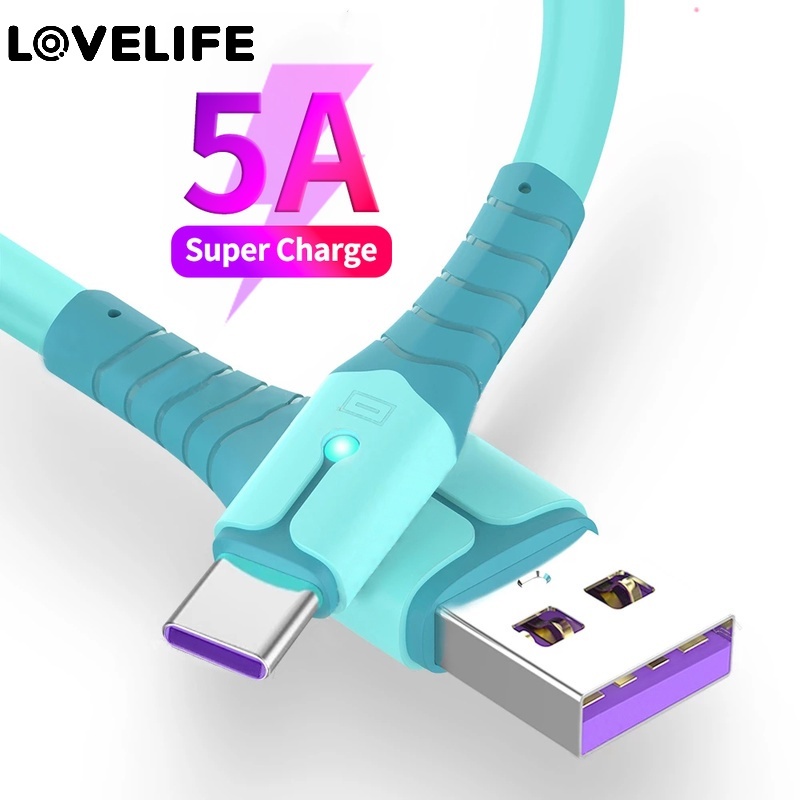 Kabel Data / Charger USB Tipe C 5A Fast Charging Untuk Semua Tipe C Jack Perangkat