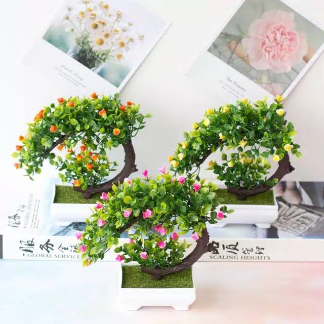 NM353 Bunga plastik / pajangan bunga Artificial / motif Rose/ Vas Petak-7