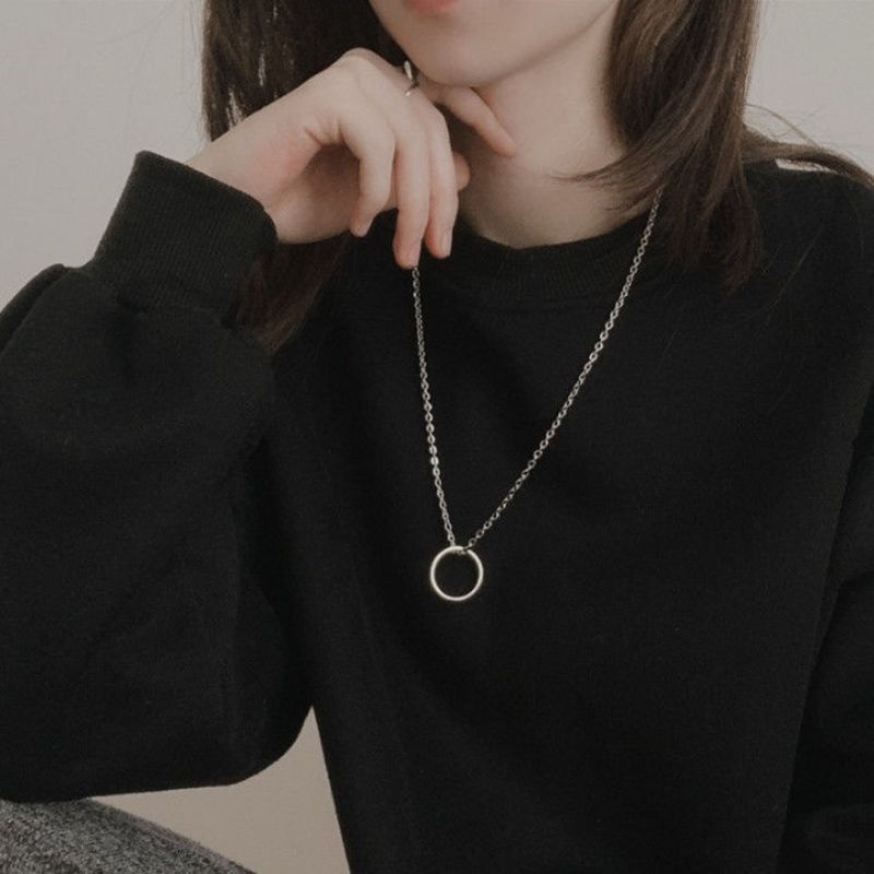 Kalung Panjang Rantai Korea Liontin O Ring Korean Chain Necklace Circle Ring Punk Kalung Hijab
