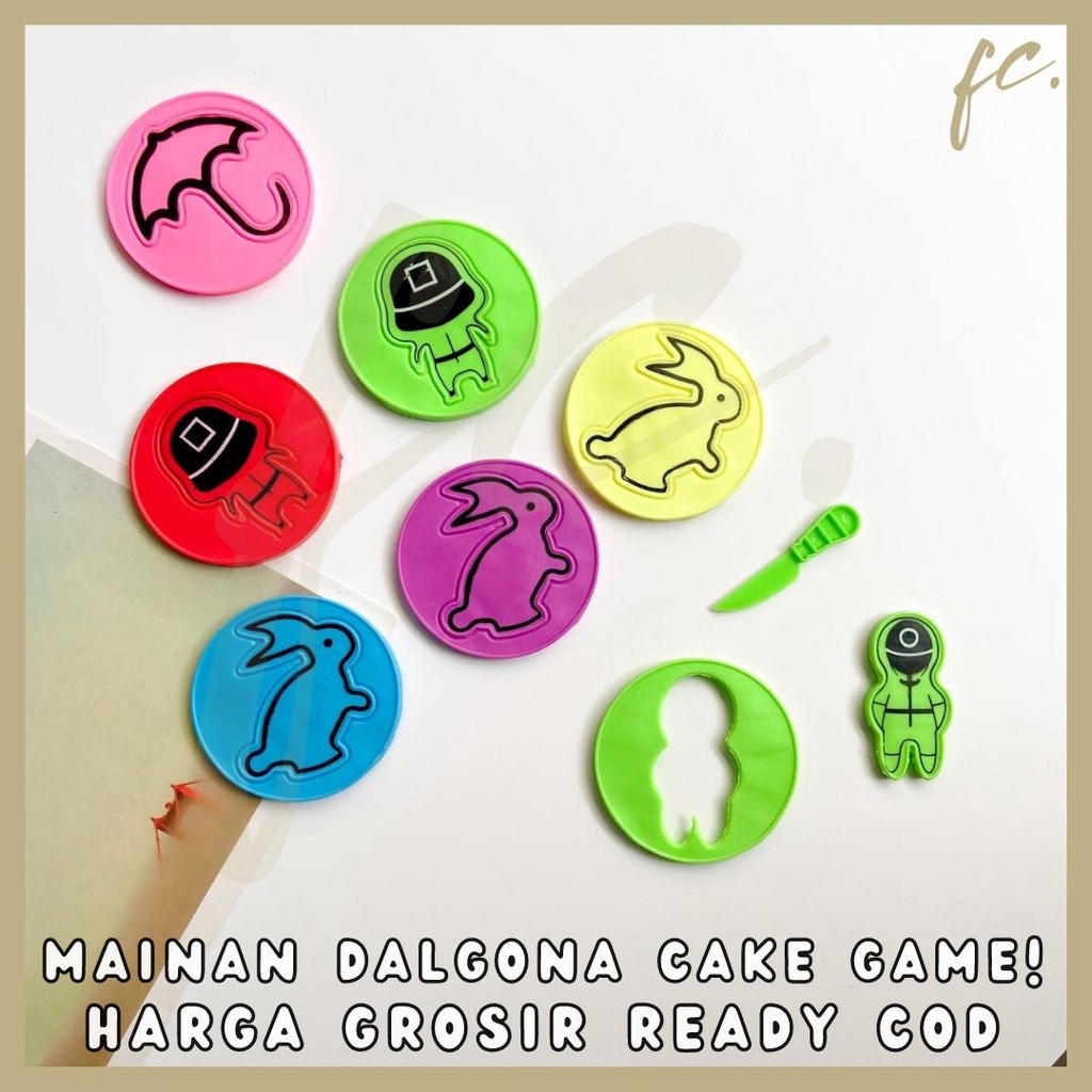 Mainan Permen Dalgona Squid Cake Game Karet Miniatur Candy Permainan Anak Sekolah Korea Challenge Vi
