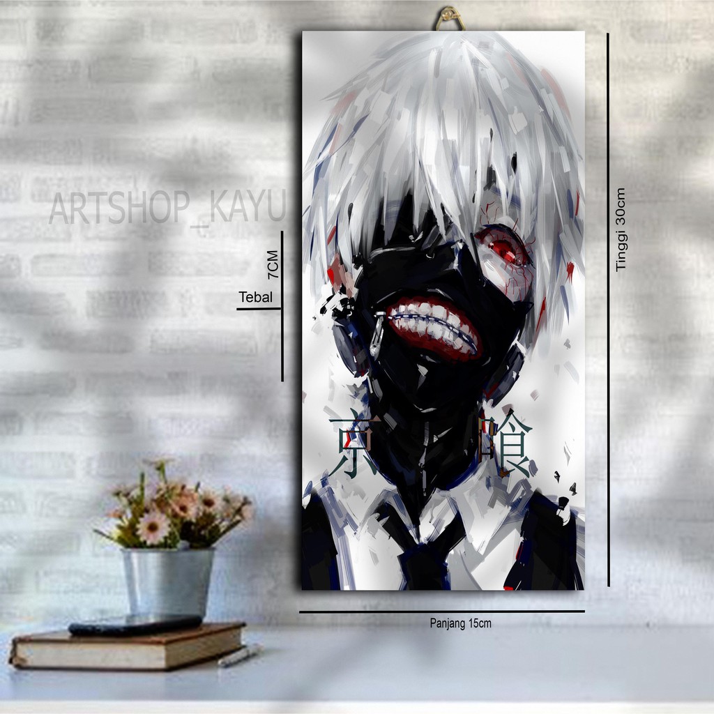 POSTER KAYU Hiasan dinding TOKYO GHOUL Hiasan Kamar Poster Kayu 15x30cm Pajangan Rumah/ dekorasi