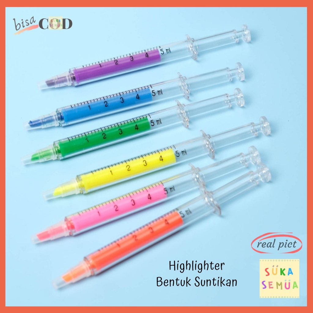 

Highlighter Bentuk Suntikan // Textlighter Spidol Pen Penanda Bacaan Stabilo Lucu Unik Jarum Suntik
