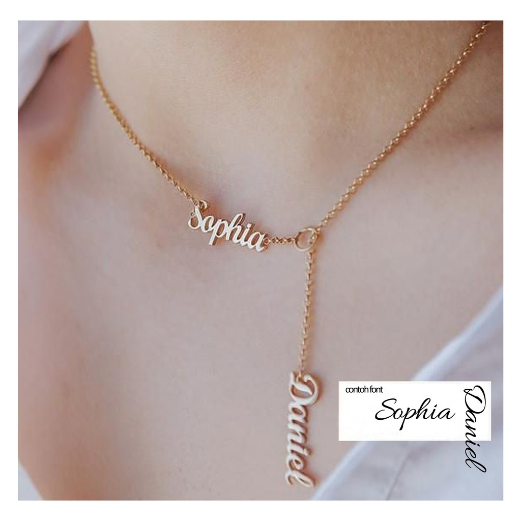 Kalung Nama Dobel Rosegold