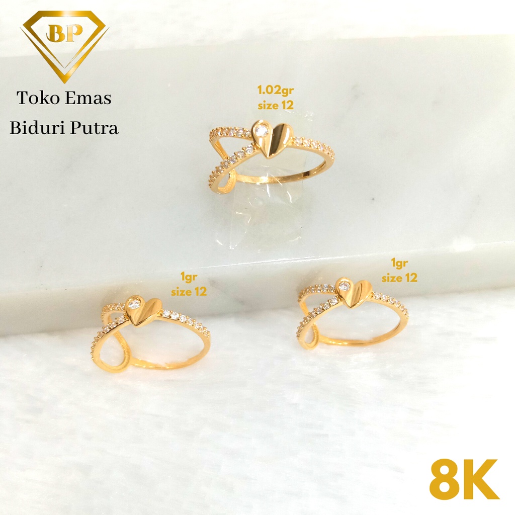 Cincin Solitaire Elegant Perhiasan Emas Asli Kadar 8K/375