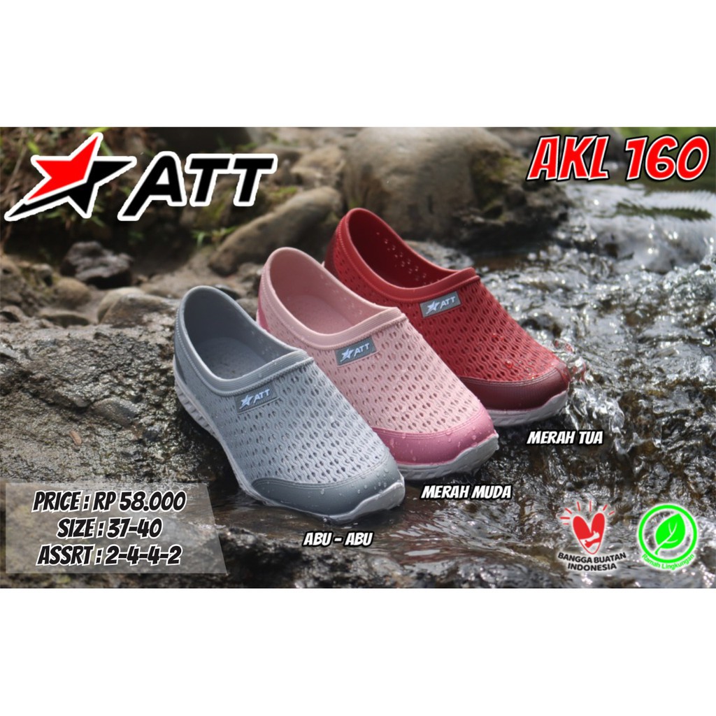 gos ATT AKL 160 SEPATU KARET SLIP ON Sepatu Cewek Anti Air Empuk Tidak Lecet Ringan