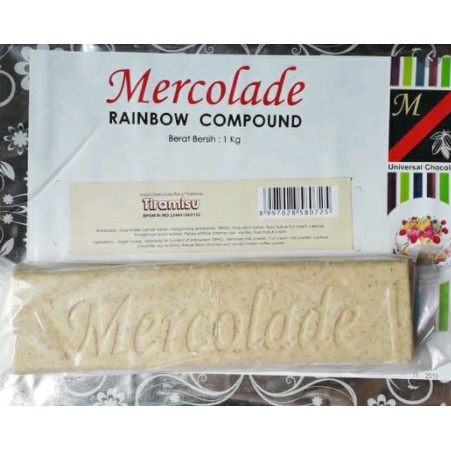 

[1batang] Mercolade Tiramisu 165gr (dari kemasan 1kg) Chocolate Rainbow Compound - Cokelat Batangan Warna Cokelat Rasa Tiramisu