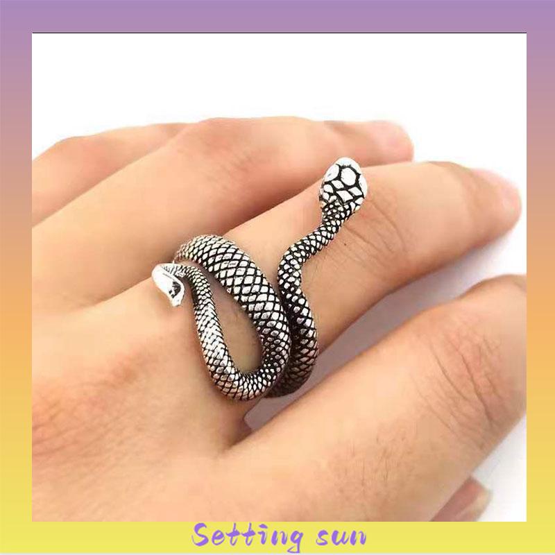 COD✨Cincin Ornament Punk Bentuk Ular Ring Fashion /Cincin Pria  Desain Ular Adjustable Gaya Punk Untuk Pesta / Hadiah TN