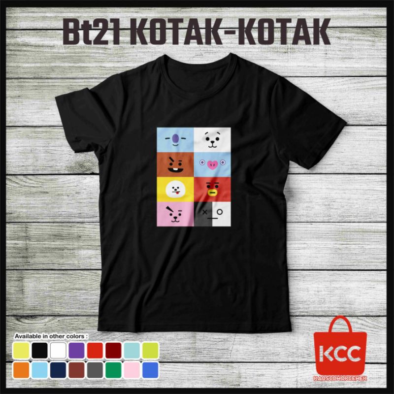 KAOS DISTRO PREMIUM PRIA WANITA BT21 KOTAK-KOTAK