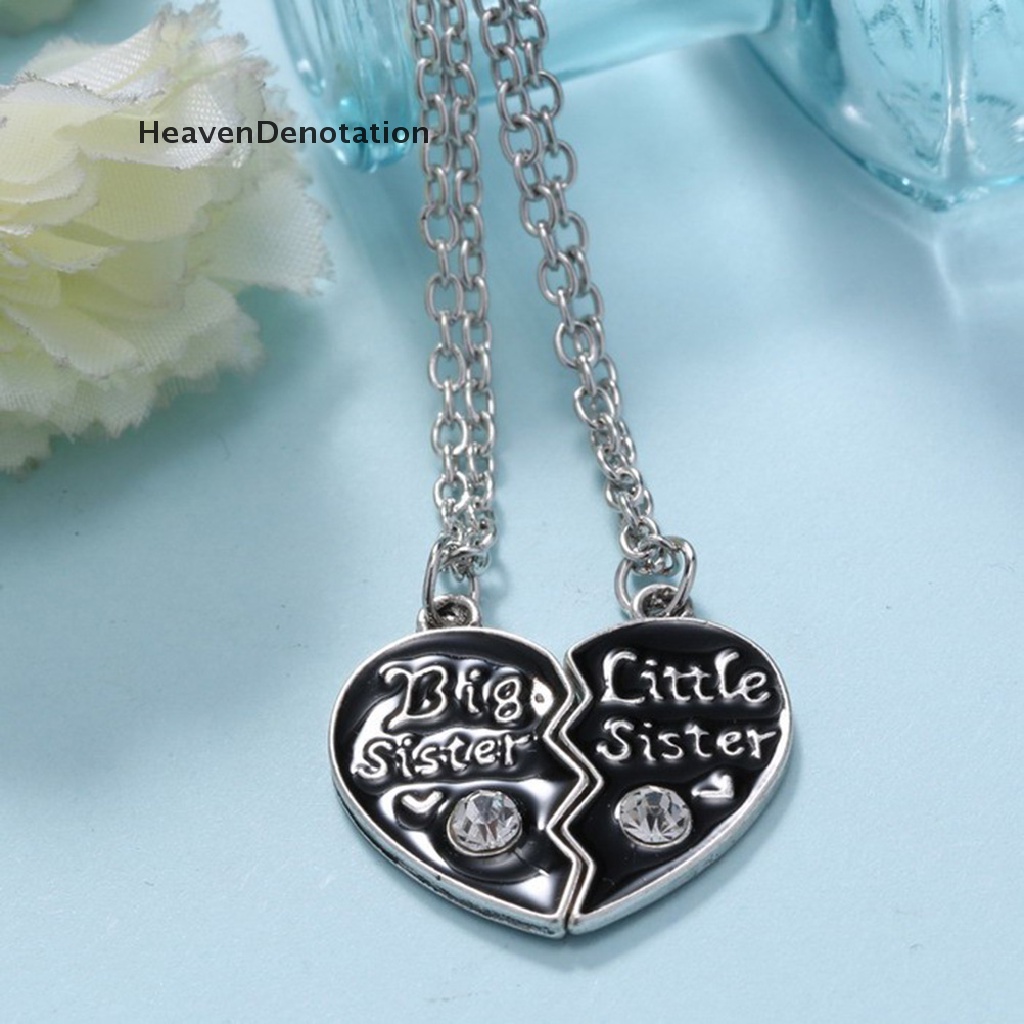 1 Pasang Kalung Rantai Liontin Hati Big Sister Little Sister Untuk Wanita