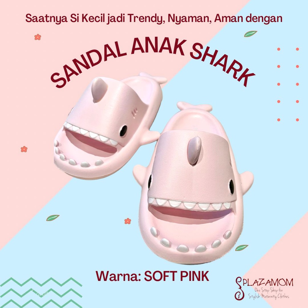 Sandal hiu shark EVA karet ANAK kids kid Laki Perempuan girl boy Unisex Sendal Selop Slippers Slip Strap Empuk Ringan Anti slip Kualitas Premium Nyaman Bisa untuk outdoor indoor trendy kekinian viral hits cute gemoy imut lucu