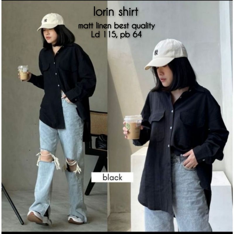 KEMEJA OVERSIZE WANITA LINEN SAKU DEPAN TERBARU