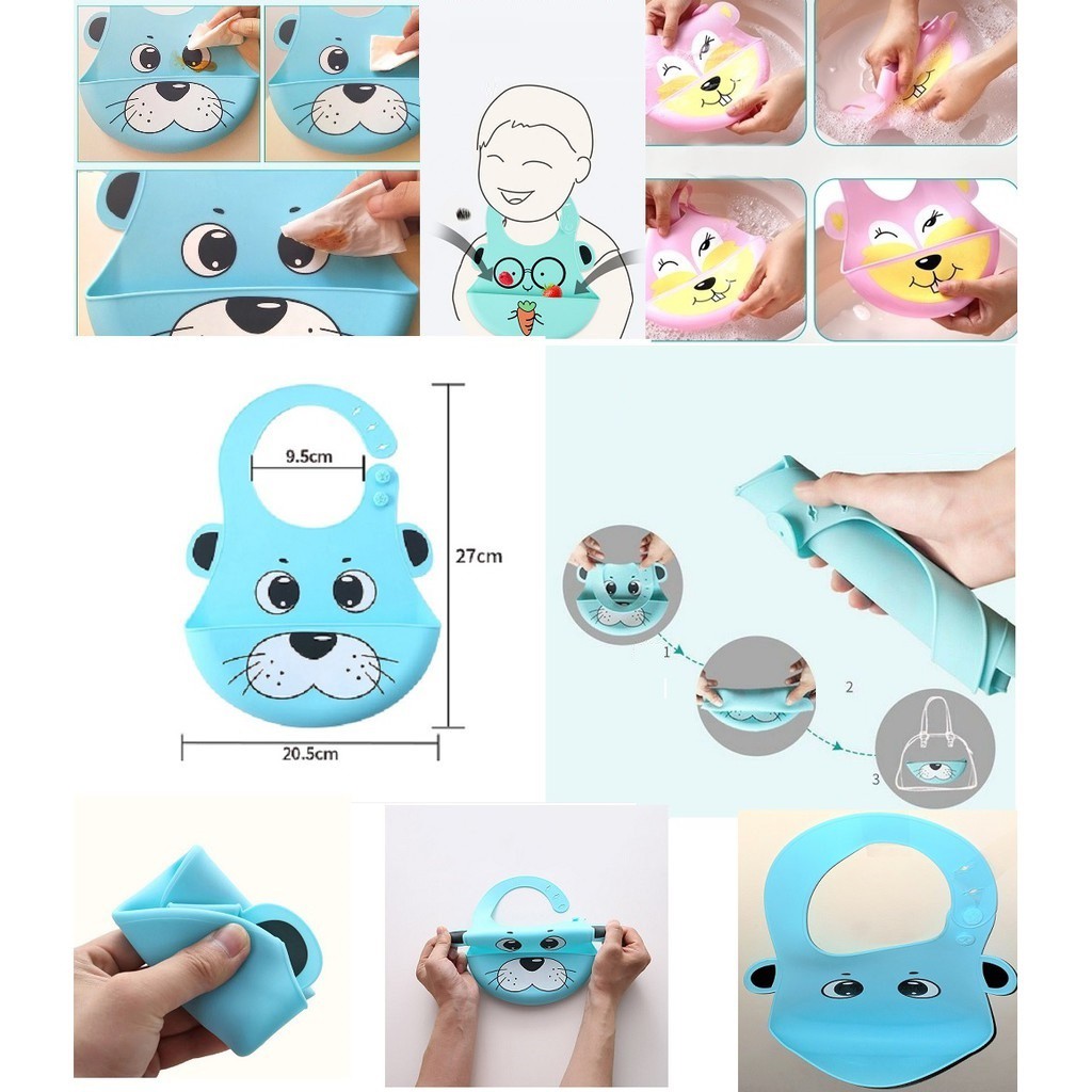 JBI-0065 Celemek Makan Bayi Anak Bahan Silicon BPA Free Original Waterproof Premium Motif Karakter