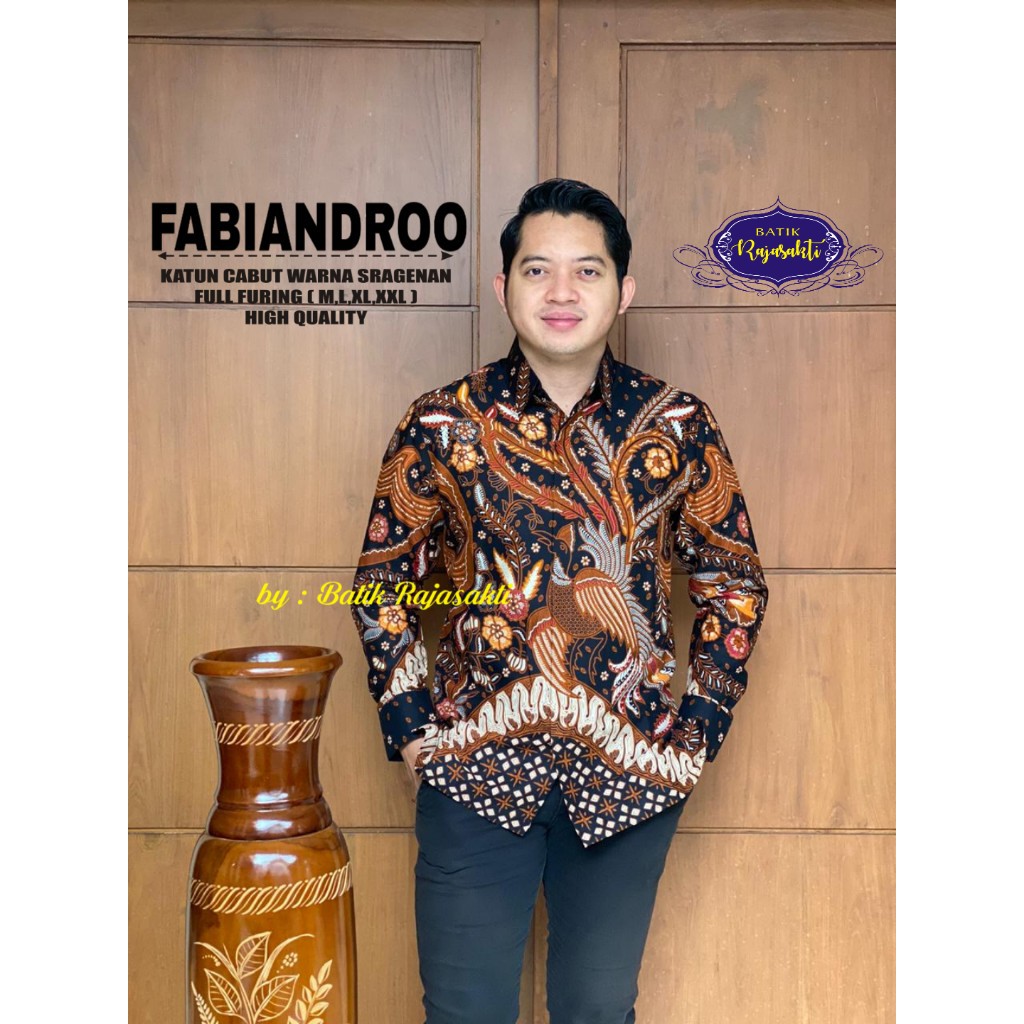 FABIANDORO RAJASAKTI KEMEJA BATIK SOLO PRIA LENGAN PANJANG LAPIS FURING ATASAN BATIK PREMIUM MODERN KATUN HALUS BAHUWIRYA  BANAMITRA BANAMITRA PUTIH BANGSAWAN BAYU PUTRA BERLIAN BIRU BHARATAYUDA BIMASENA BIRENDRA BIRU INDAH BRAHMAKERTA BRAHMAKERTA MERAH