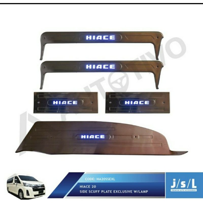 Sillplate samping inner stainless lampu jsl hiace 2020 up