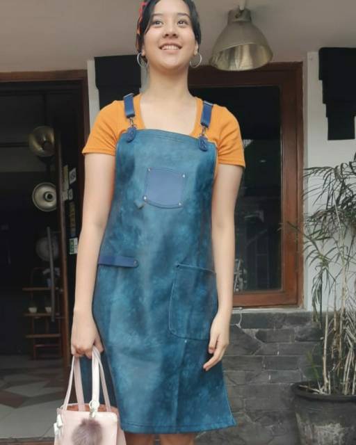 Apron celemek full synthetic leather quantum premium for barista crossback strep leather