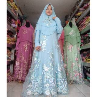 SET GAMIS  SYARI BAJU  MUSLIM  PESTA MEWAH CANTIK FULL TILE  