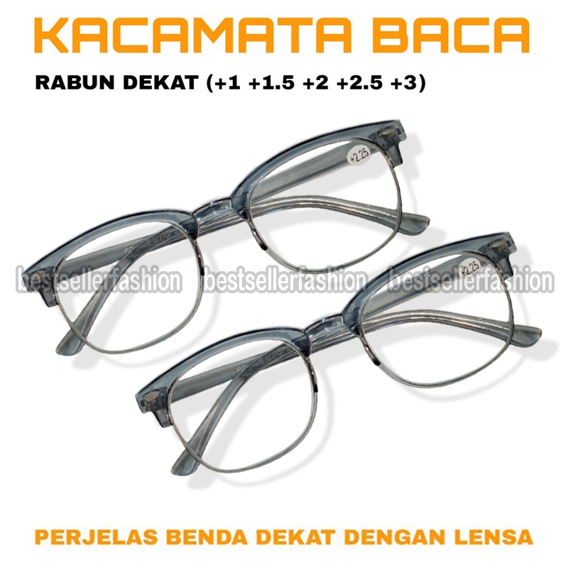 Kacamata Baca Plus (+) Wanita Pria Ukuran +1.00 - +3.00 Model Frame Oval Halfrim Kaca mata Plus Fashion Cewek Cowok Unisex Kacamata Rabun Dekat Kacamata Baca Gaya Terbaru Style Korea COD