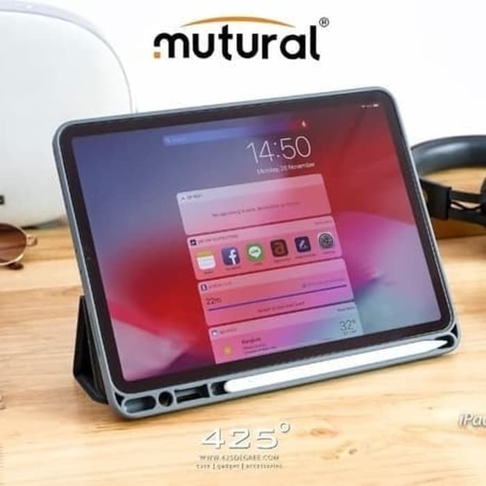 Mutural ipad pro 12.9 inch flip case cover casing apple pencil holder