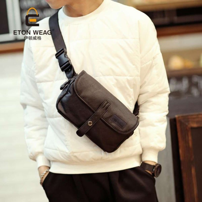 Pennay Tas Slempang Pria Extonsweight V8058 - Tas Slempang Kulit - Cokelat
