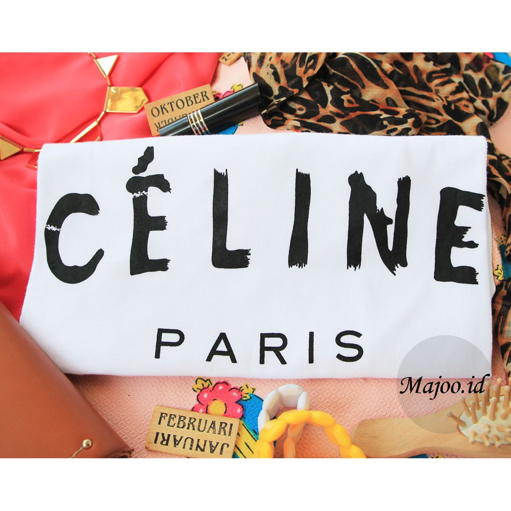 Tumblr Tee / T-shirt / Kaos Wanita Lengan Pendek " Celine Paris " Putih / White