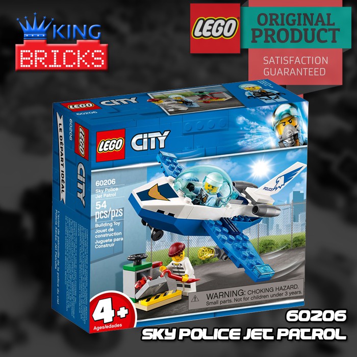 LEGO Original CITY 60206 Jet Patrol - Mainan Anak Edukasi Lego Pesawat Lego Polisi Lego Kreatif