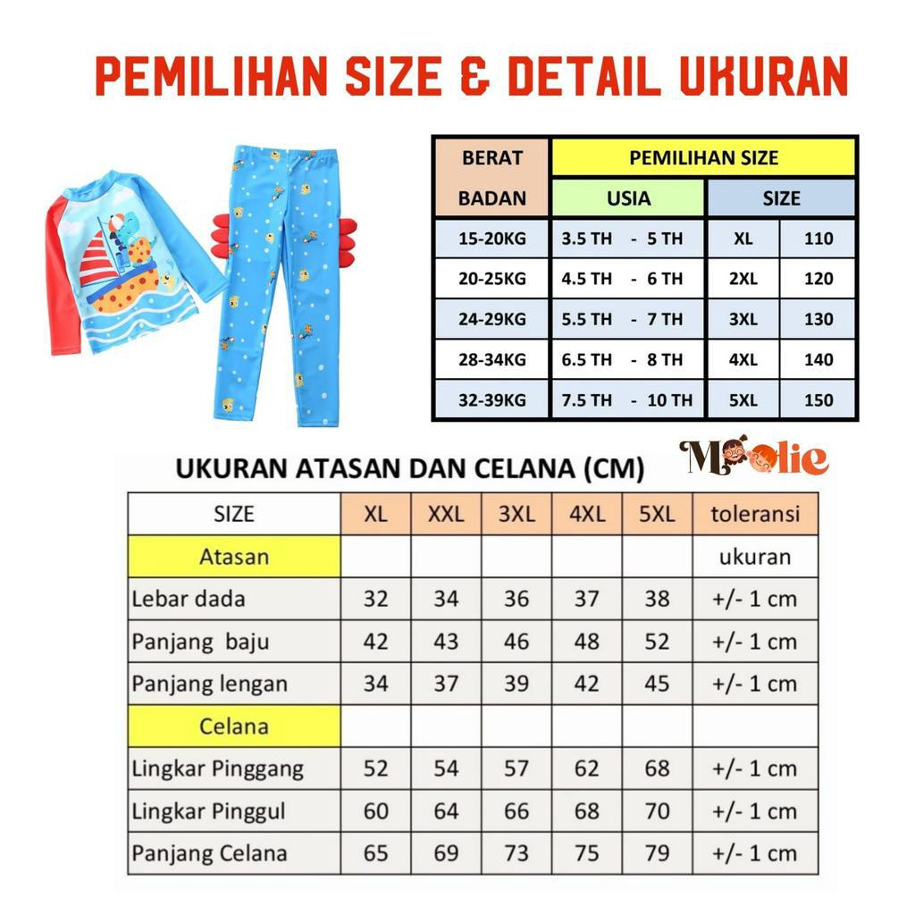 MO10 Moolie Baju Renang Anak Perempuan/ Baju Renang Anak Perempuan Lengan Panjang