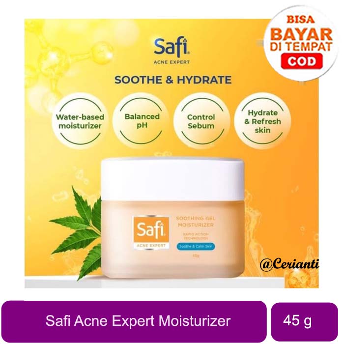 SAFI Acne Expert Soothing Gel Moisturizer Cream Jerawat 45gr - Wajah_Cerianti