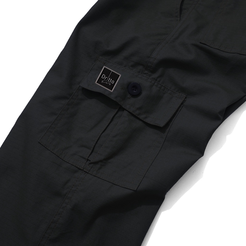 Dritto Long Pants Cargo - Celana Cargo Panjang Unisex - Hitam