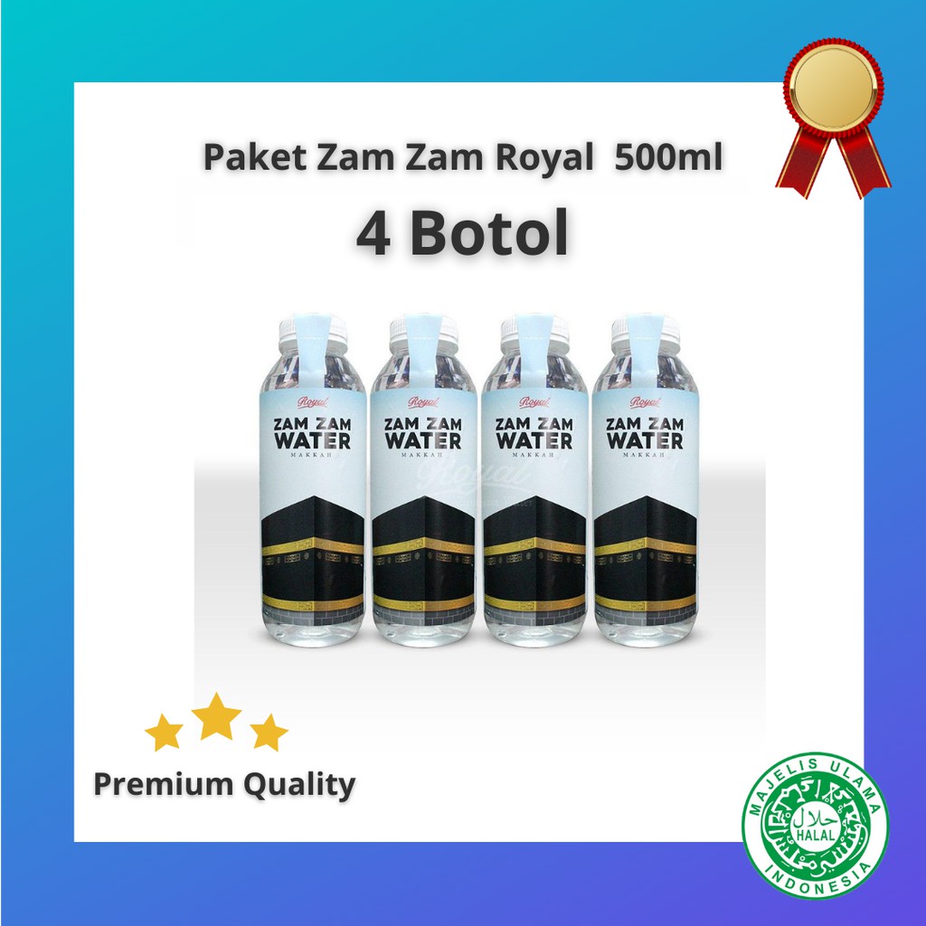 

Paket Air ZamZam Royal 500ml 4 Botol Original Makkah 100% Murni