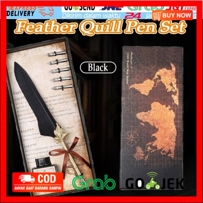 

(BISA COD) Pulpen Bulu Pena Kaligrafi Stainless Vintage Retro dengan Kotak Alat - Putih