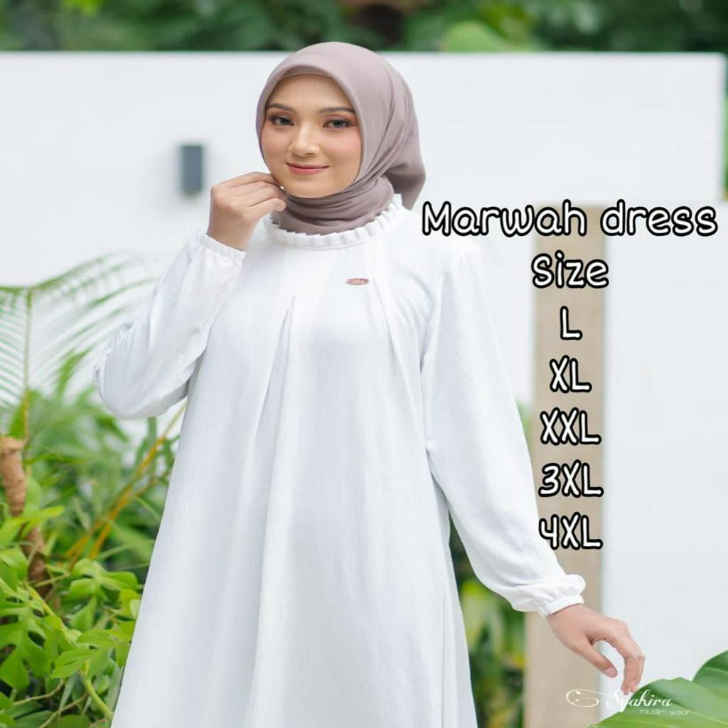 gamis terbaru 2023 lebaran wanita marwah drees ukuran L XL XXL 3XL 4XL bahan crincle airflow premium adem