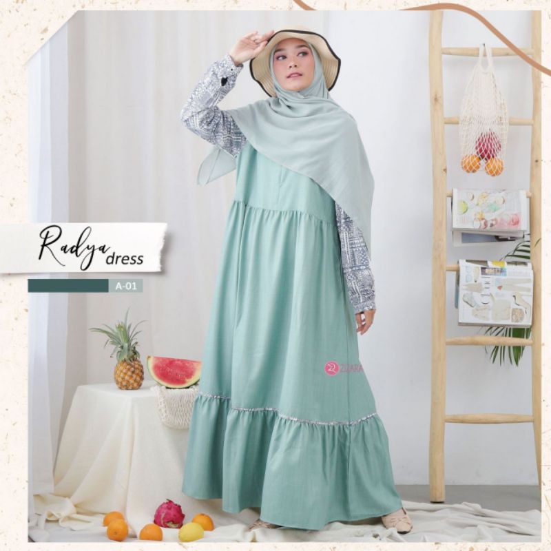 Gamis Daily Syari RADYA by Zizara / Dress Muslim Casual Busui Bahan Katun Murah