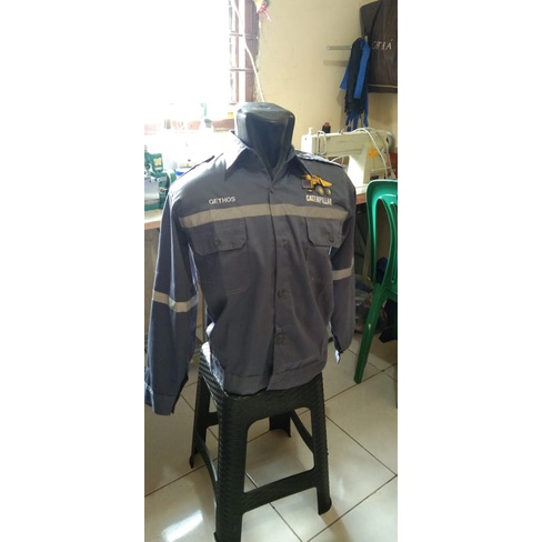 (READY)ATASAN KERJA PRIA Seragam kerja proyek operator alat berat/baju panjang pria/ kemeja pria