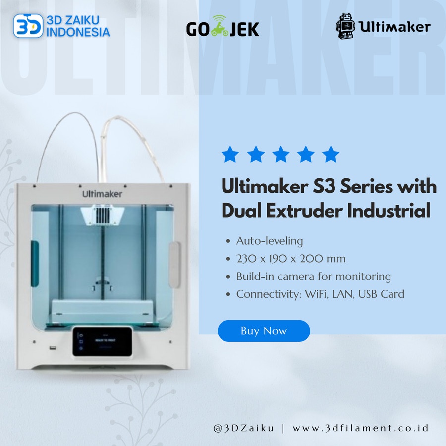 Original Ultimaker S3 Series with Dual Extruder Industrial 3D Printer