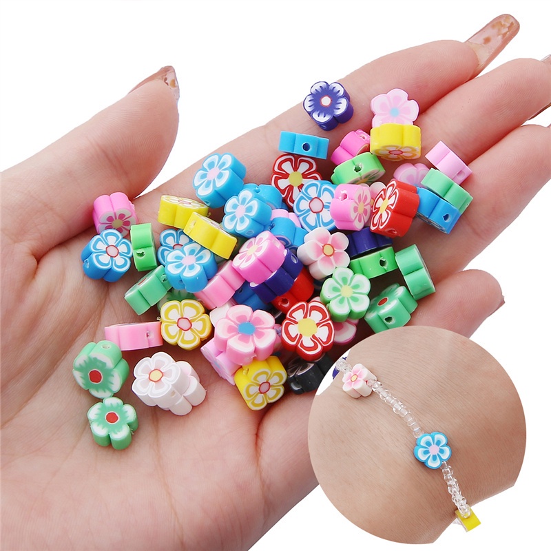 30Pcs/lot 10mm Clay Flower Mix Color Polymer Spacer Loose Beads For Jewelry Making Bracelets Necklace DIY Earrings Accessories