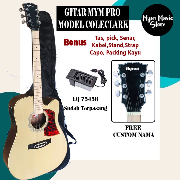 Gitar Akustik Elektrik Cole Clark Custom Free Packing Kayu