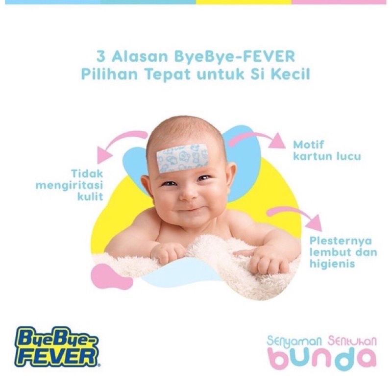 Bye Bye Fever Baby Kids Patch Pereda Demam Sakit Gigi Nyeri Anak Bayi Stiker Tempelan