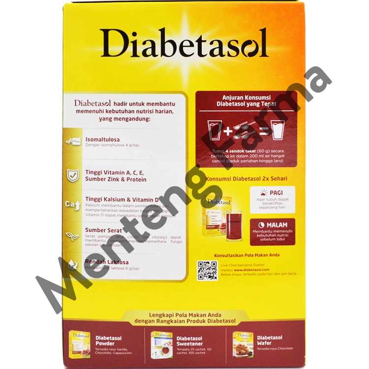 Diabetasol Cokelat 600 Gram - Susu Penambah Nutrisi Khusus Diabetes