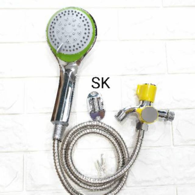 ( By 1 Get 1 ) Beli Hand Shower Kamar Mandi Dapat Kran Cabang Double 2 Lobang