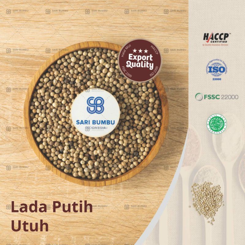 

Lada putih Utuh 250 gr / White Pepper Seed 250gr Export Quality