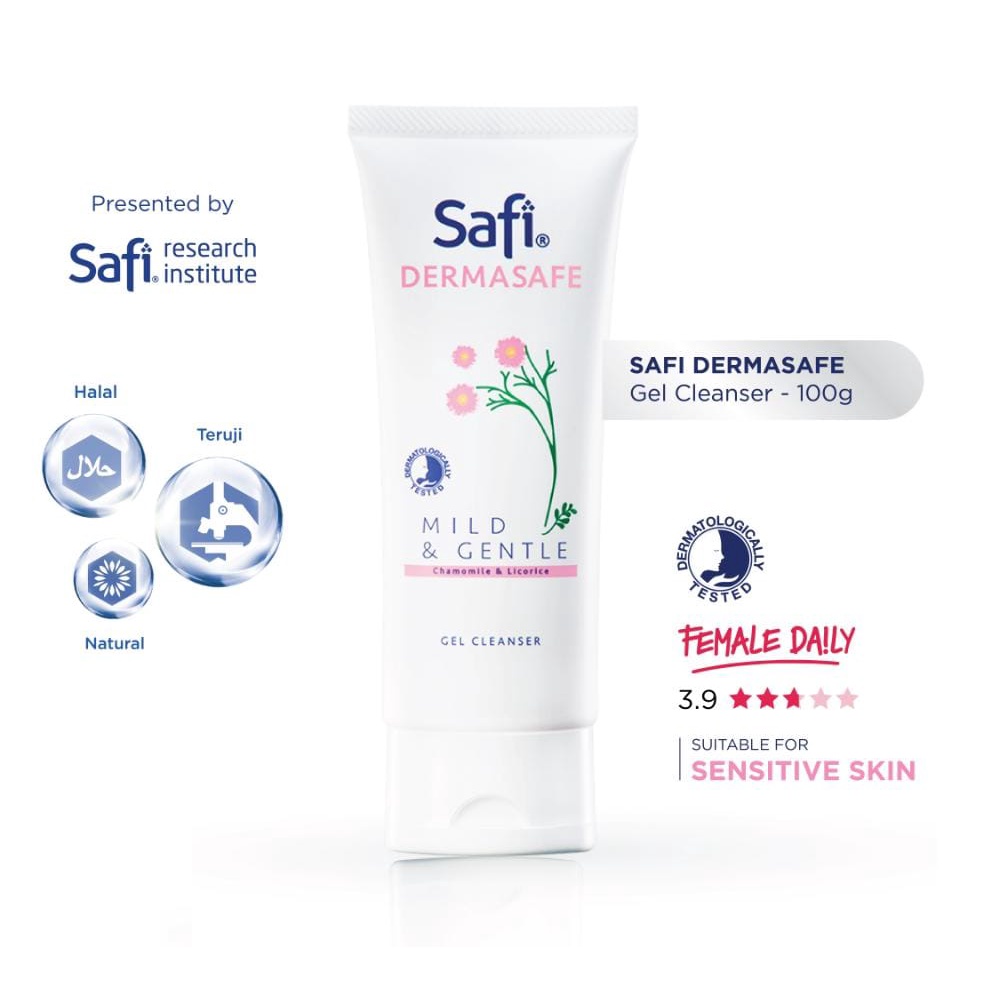 Safi Dermasafe Sensitif Skin Gel Cleanser 100 gr sabun cuci muka Foam Cleanser facial foam face wash