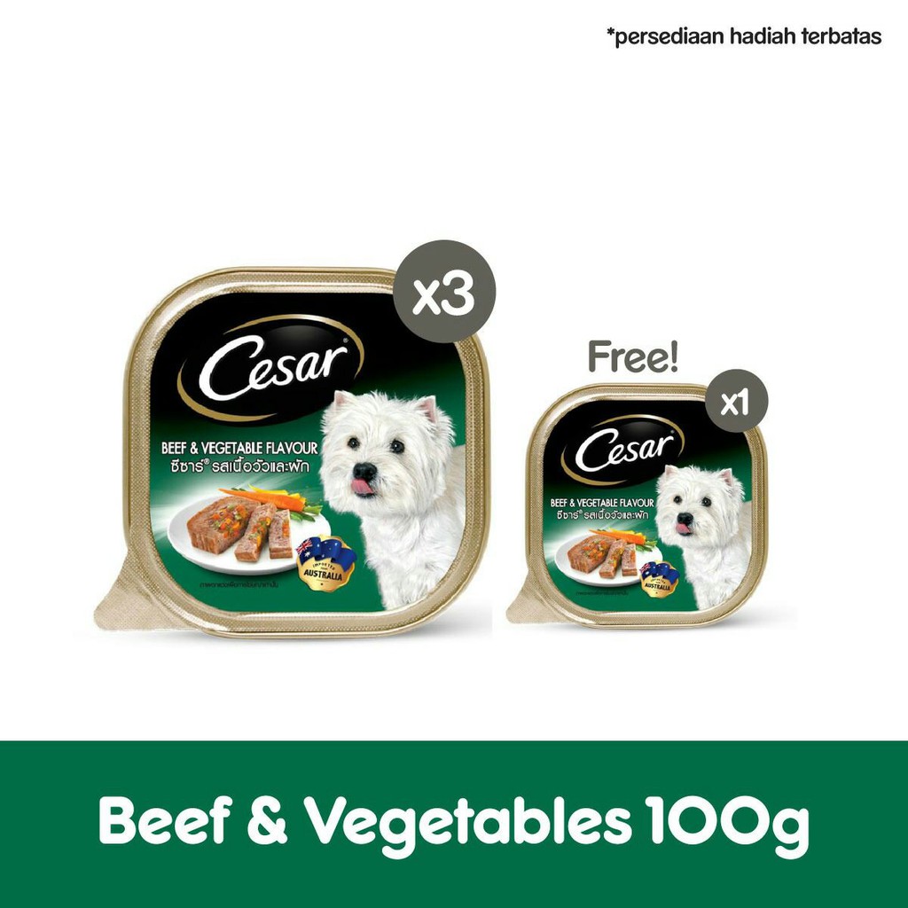 Cesar® Makanan Anjing Basah rasa Beef & Vegetables 100 g Seasonal Box 3 gratis 1 - 1 Box-1