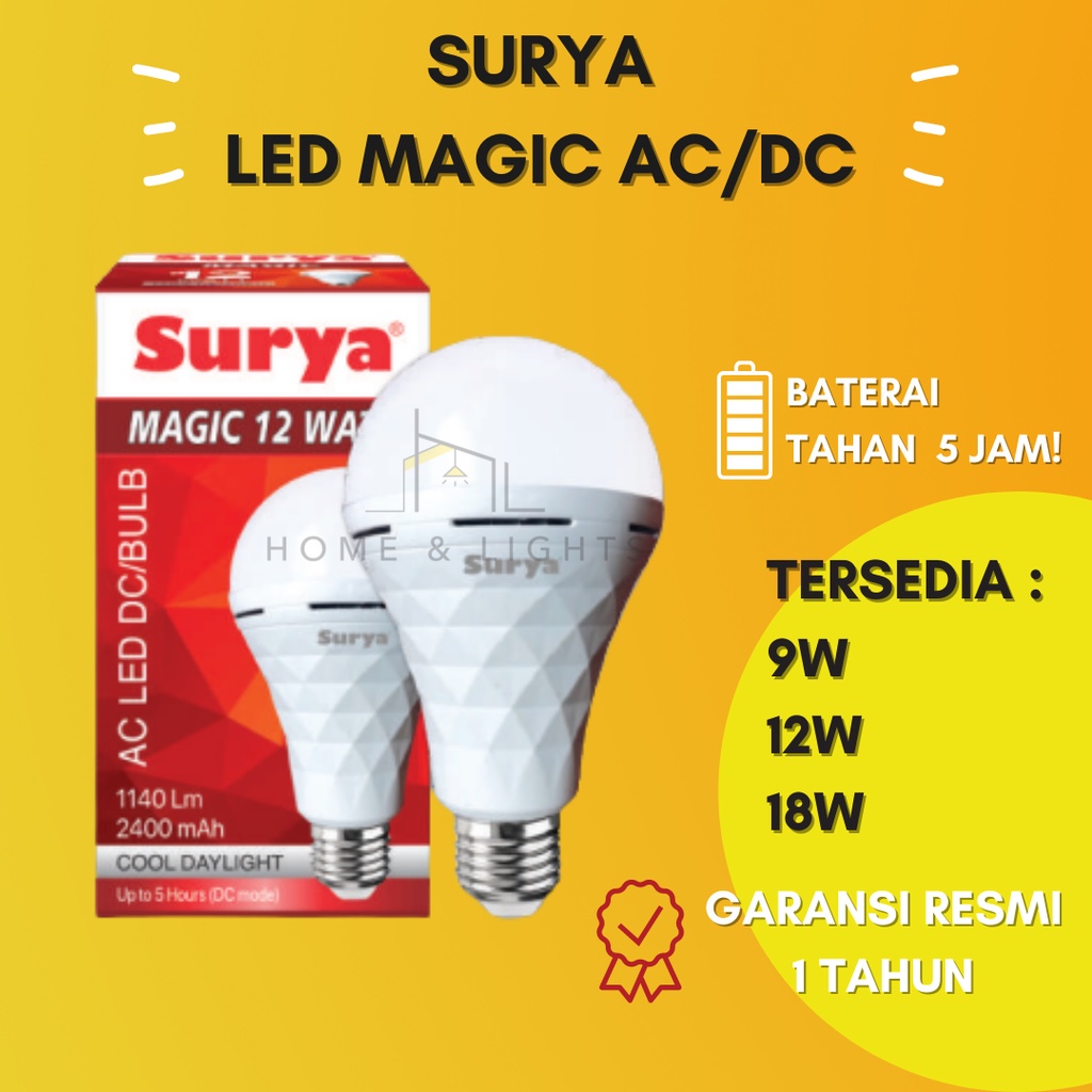 Surya Lampu Emergency Magic / Surya Magic LED AC DC 9W 12W 18W