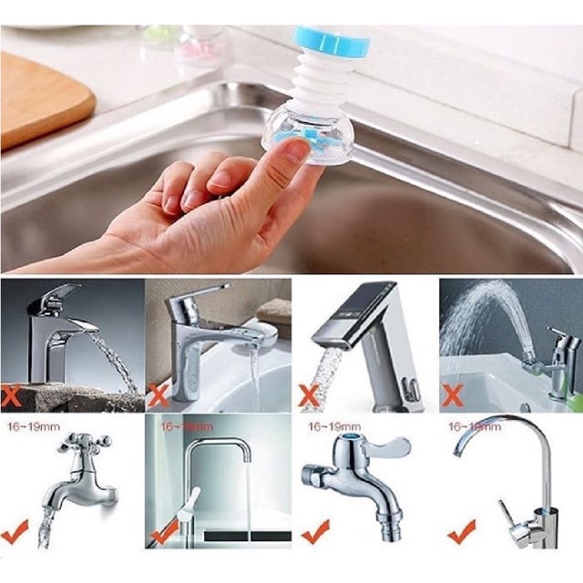 Sambungan Kran Air Flexible Irit Air Splash Shower Head Saringan Air Kran Fleksibel kran penyaring