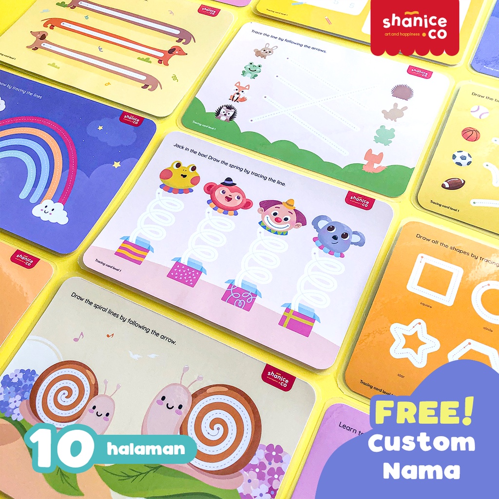 

Tracing Card 10 pages - Buku Aktifitas Anak Usia 2 3 thn Busy Book Belajar Menulis Menggambar